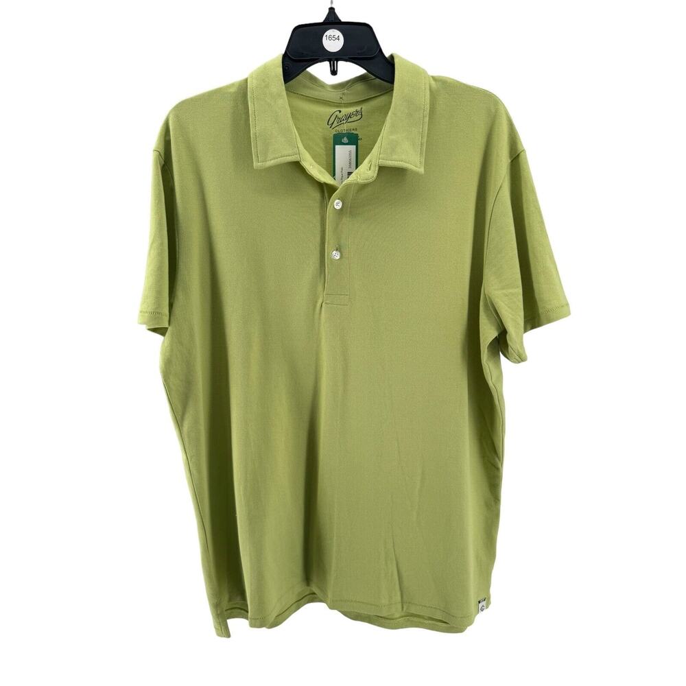 Grayers Men's Herbal Green Stretch Micro Pique Polo Shirt Size Large NEW